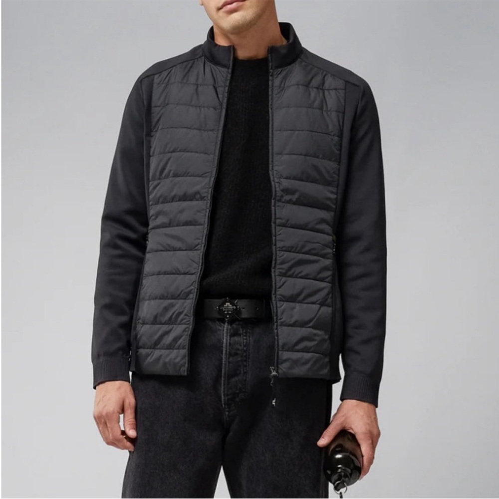 J.Lindeberg Men's Kenny Hybrid Padding Golf Outdoor Black Jacket Size Medium